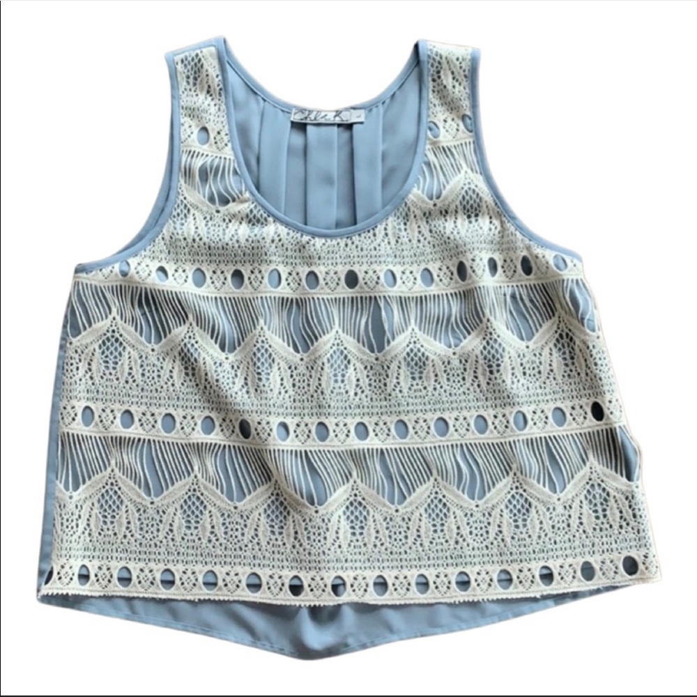 Blue and cream Crochet tank top